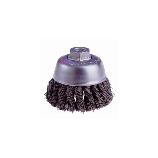 Osborn Knot Wire Cup Brush, 4 in. X .014 in. X 5/8-11 NC, Steel, 1-1/4 in. Trim, 6,000 RPM, 1/Pack 99040 - main
